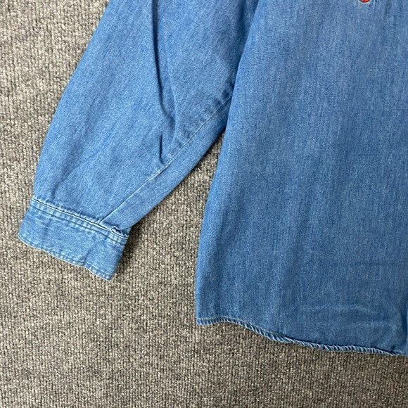 Vintage Rafaella Shirt Womens M Blue Holiday Bears Button Up Christmas Denim - Picture 4 of 10